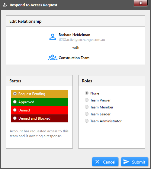 Edit User Relationship