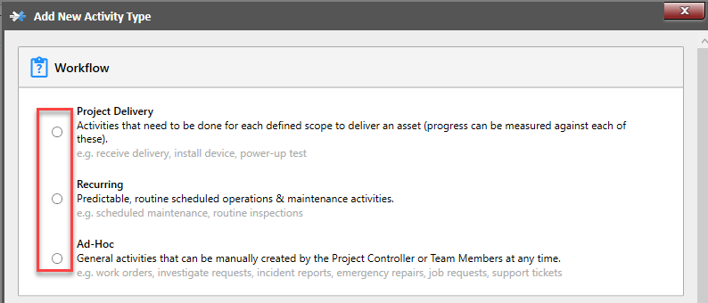 Select Workflow Type